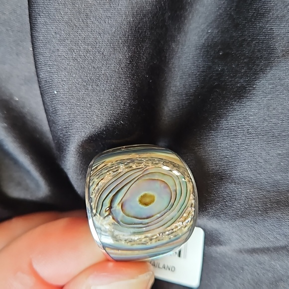 925 Sterling Silver Large Albalone Ring Size 11 Lots of Color Flash NWT - Picture 5 of 6